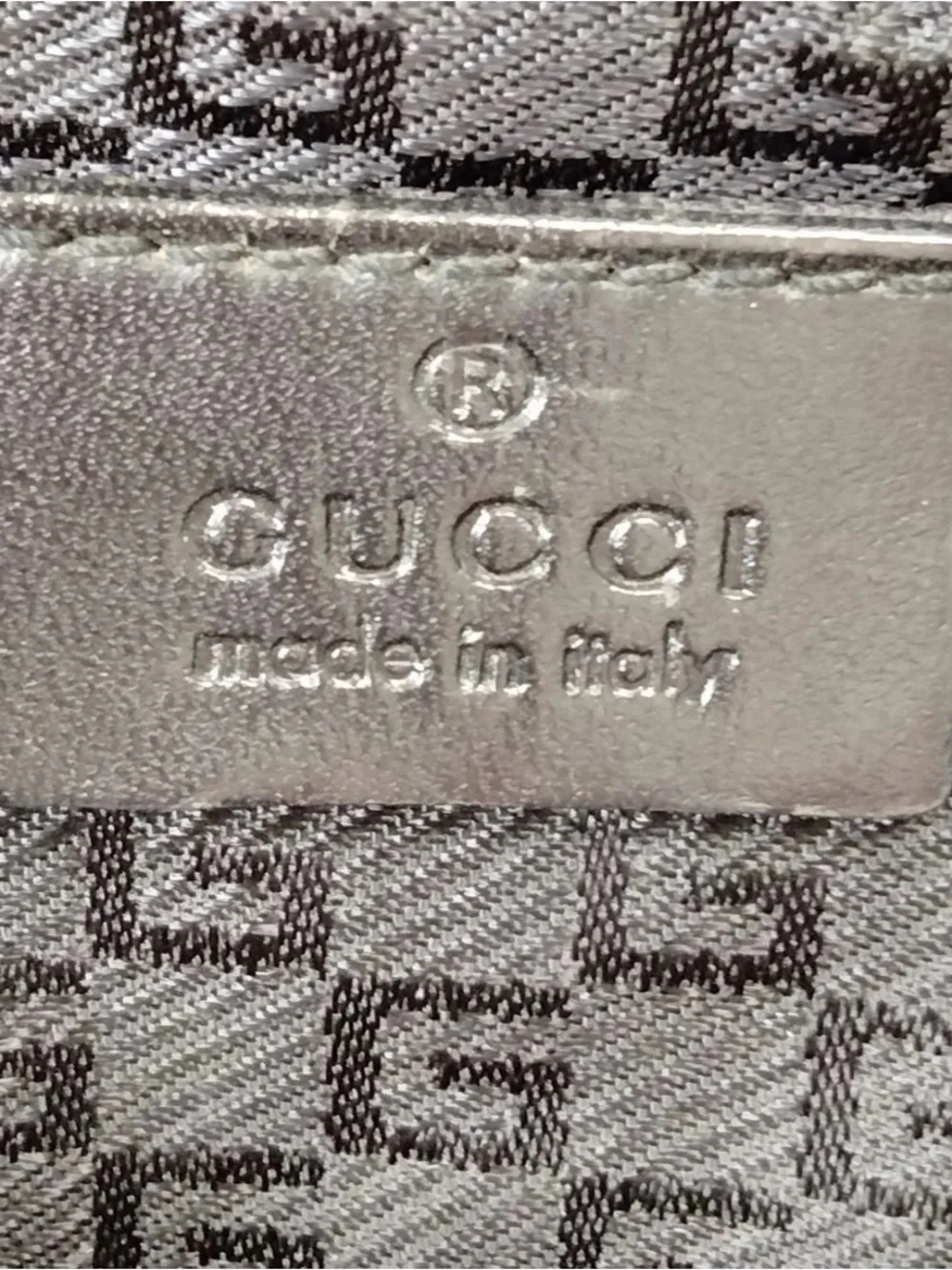 Gucci Men's Gray Monogram Canvas Shoulder Bag with Leather Trim